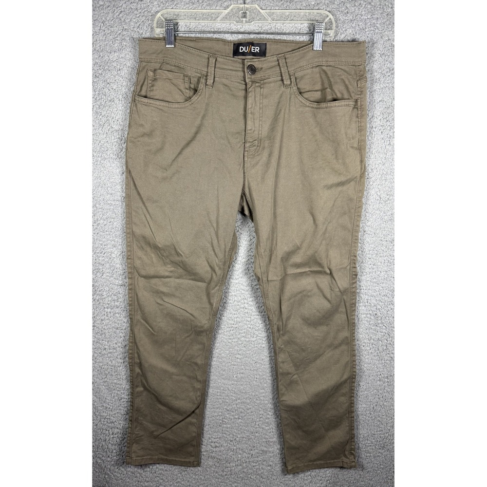 DU/ER‎ T2X Straight Leg Pants Mens 35x29 Olive Khaki Stretch Performance Twill